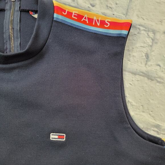 Tommy Jeans Navy Rainbow Trim Dress size Medium - Picture 7 of 12